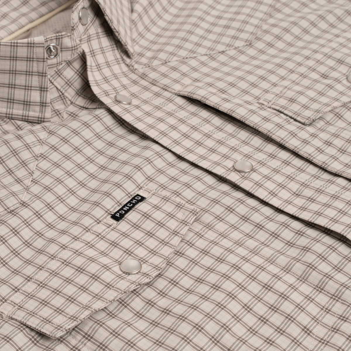 Poncho Men's Long Sleeve Tan and Brown The Guthrie Plaid Snap Shirt