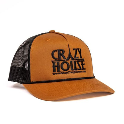 Brown Trucker Snapback with Crazy House Stitching - Crazy House Western Wear
