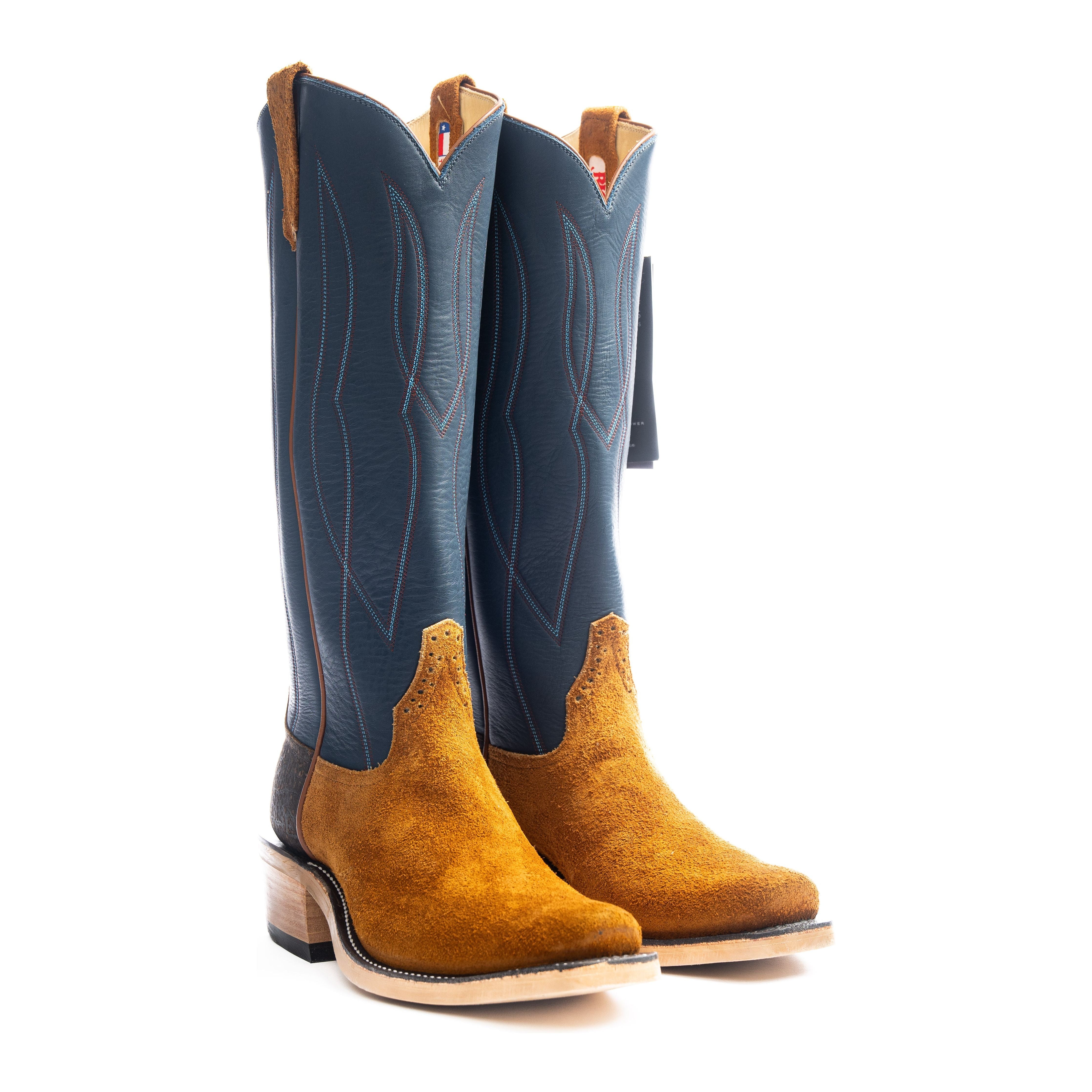 Rios Rust Crazyhorse Reverse with 16" Navy Waxy Kansas Tops R9030 - Crazy House Western Wear