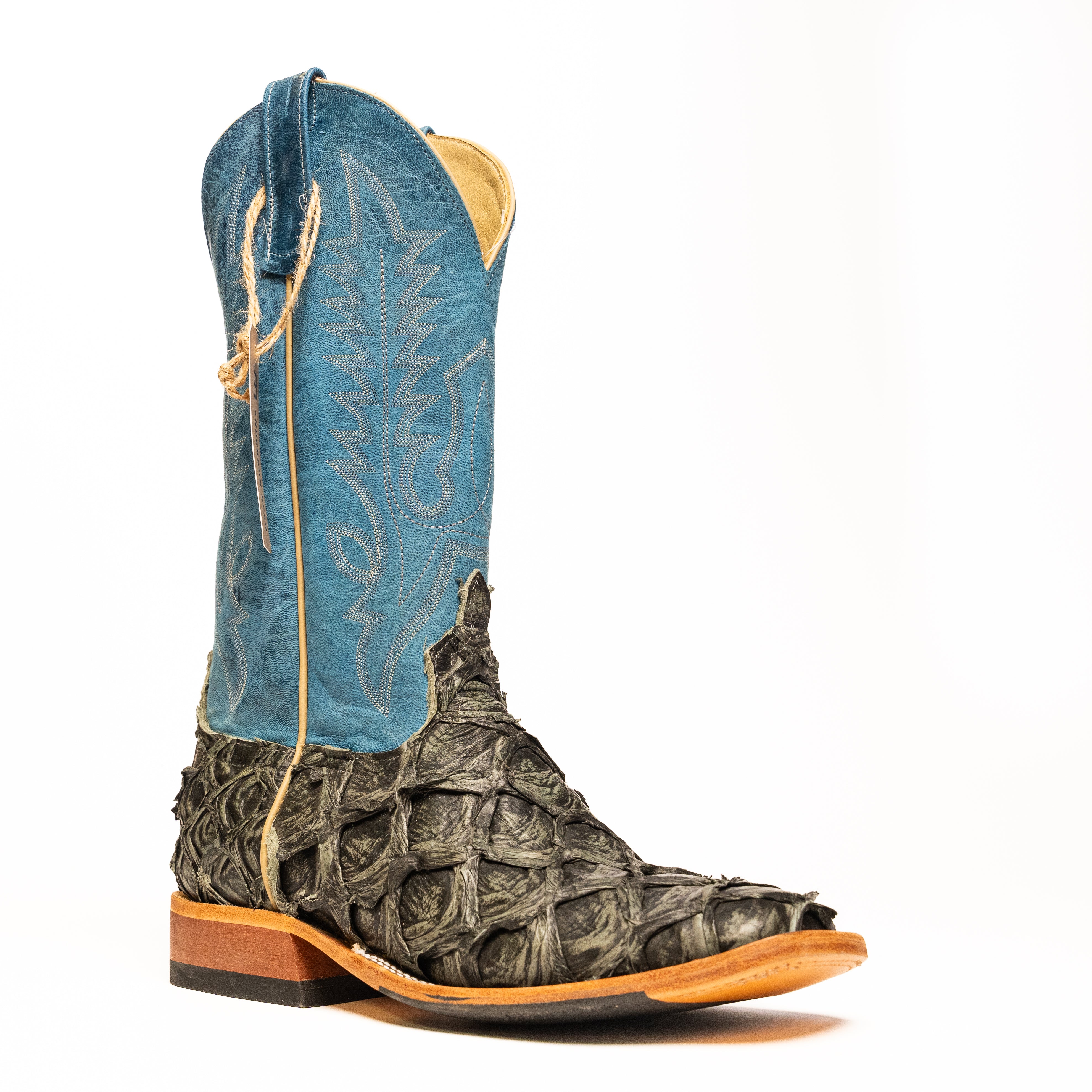 Anderson Bean Gray Big Bass with 13" Blue Mad Dog Top - Crazy House Western Wear