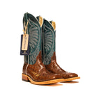 Anderson Bean Chocolate Full Quill Ostrich with 13" Teal Fainting Goat Top S3004 - Crazy House Western Wear