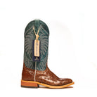 Anderson Bean Chocolate Full Quill Ostrich with 13" Teal Fainting Goat Top S3004 - Crazy House Western Wear