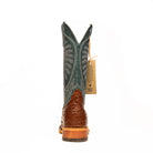 Anderson Bean Chocolate Full Quill Ostrich with 13" Teal Fainting Goat Top S3004 - Crazy House Western Wear