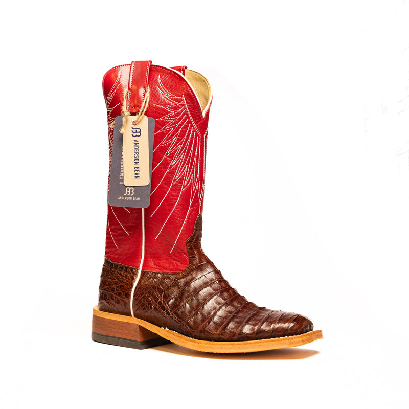 Anderson Bean Tobacco Caiman Belly with 13" Tristan Kidskin Top S3014 - Crazy House Western Wear