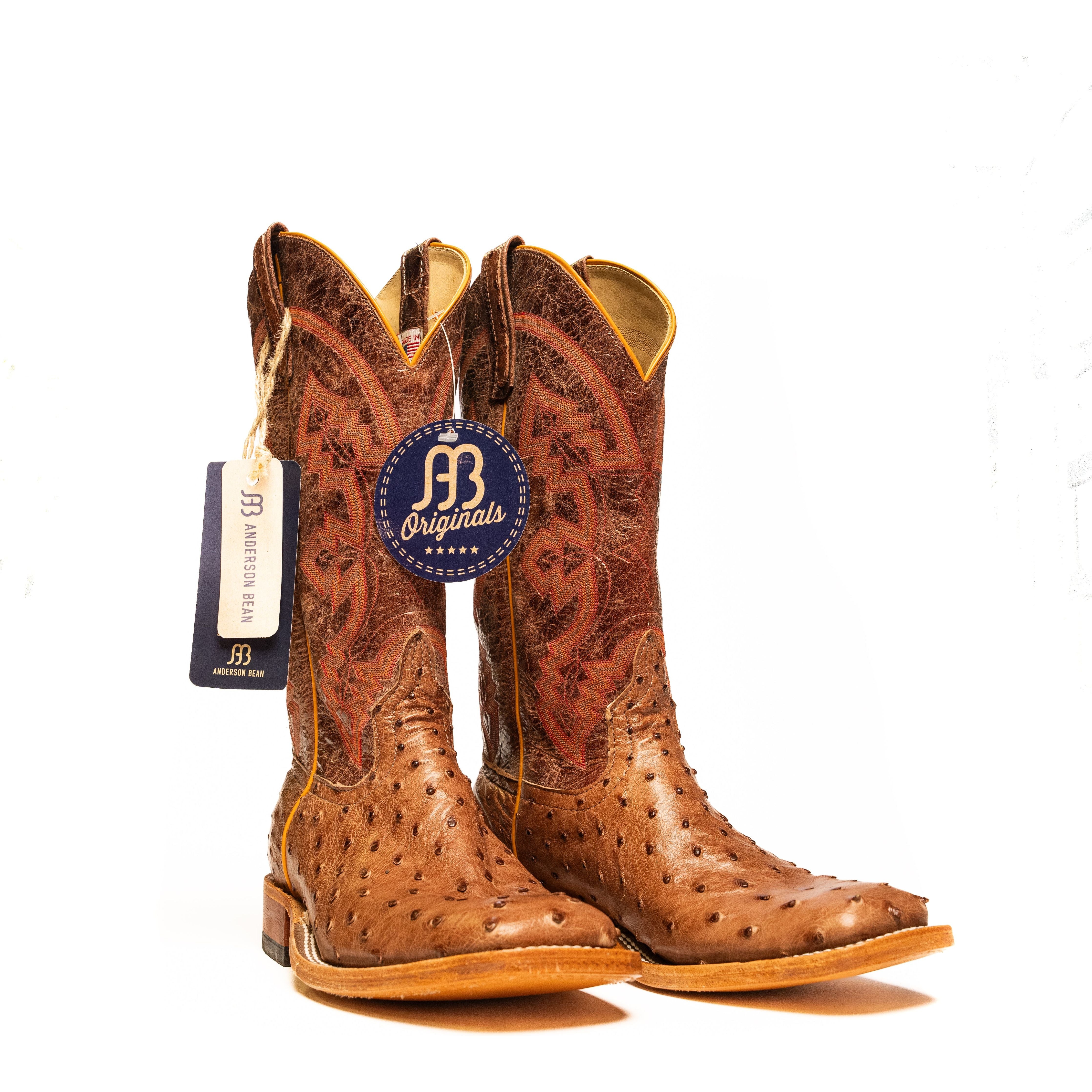 Anderson Bean Rust Brown Full Quill Ostrich with 13" Chocolate Volcano Top S1099 - Crazy House Western Wear