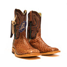 Anderson Bean Rum Brown Ostrich with 10" Brass Explosion Top - Crazy House Western Wear