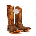 Rios Cigar Suede Full Quill Ostrich with 13" Cognac Lava Top - Crazy House Western Wear