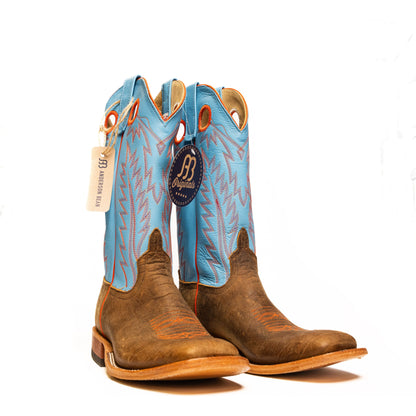 Anderson Bean Natural Brahma with 13" Sea Salt Deercow Top - Crazy House Western Wear