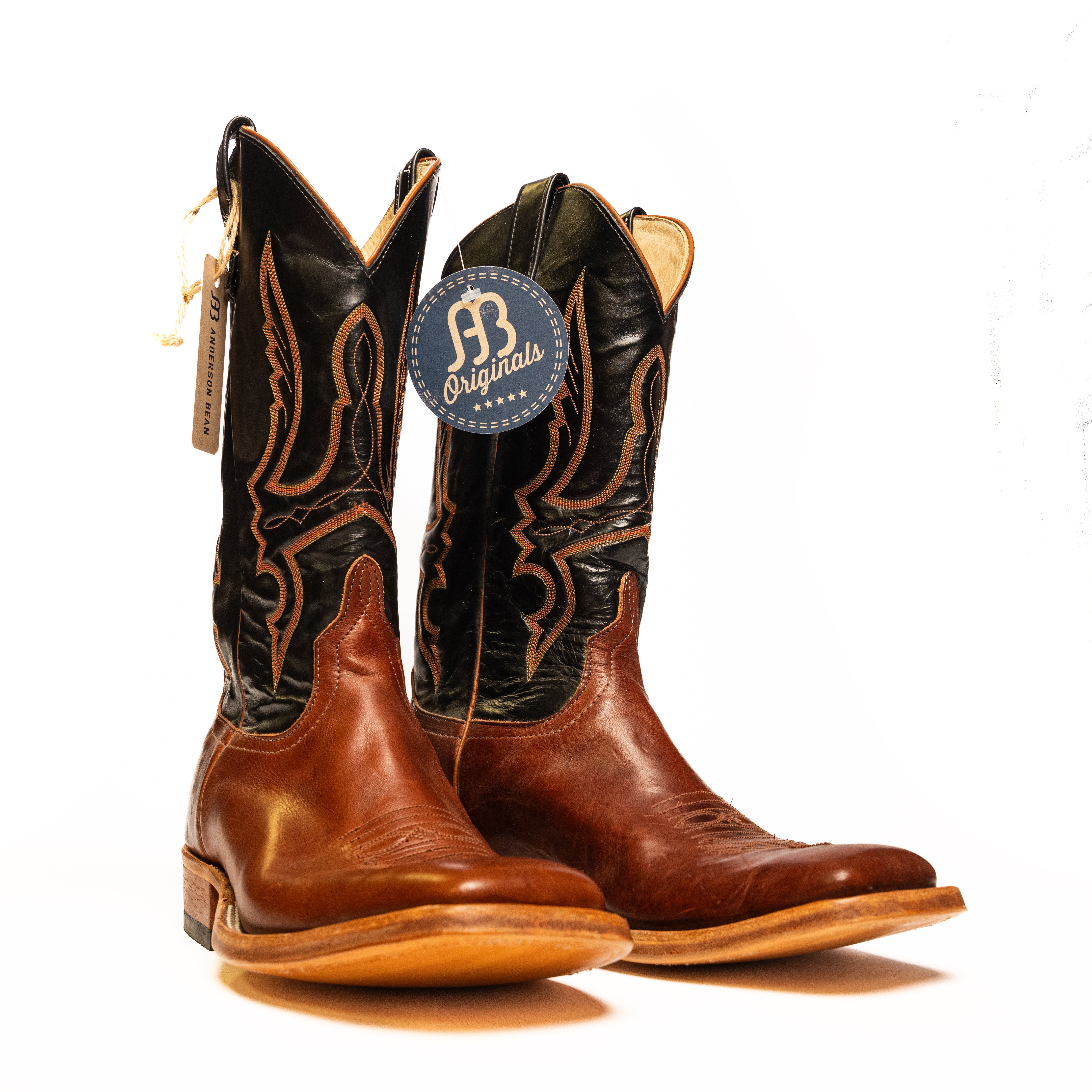 Anderson Bean Chestnut Polished with 13" Black Glove Top - Crazy House Western Wear