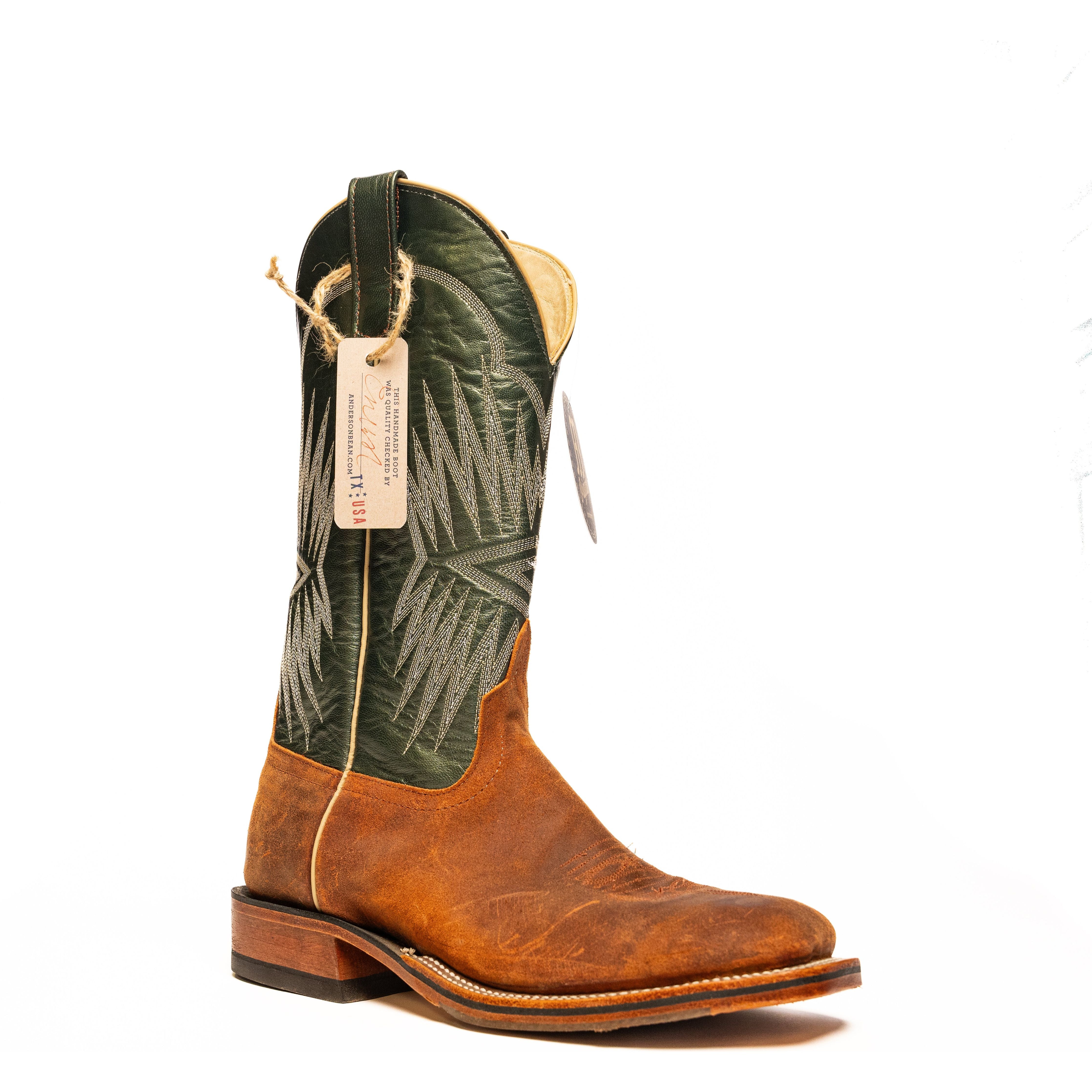 Anderson Bean Rosewood Kudu with 13" Green Velvet Luster Top - Crazy House Western Wear