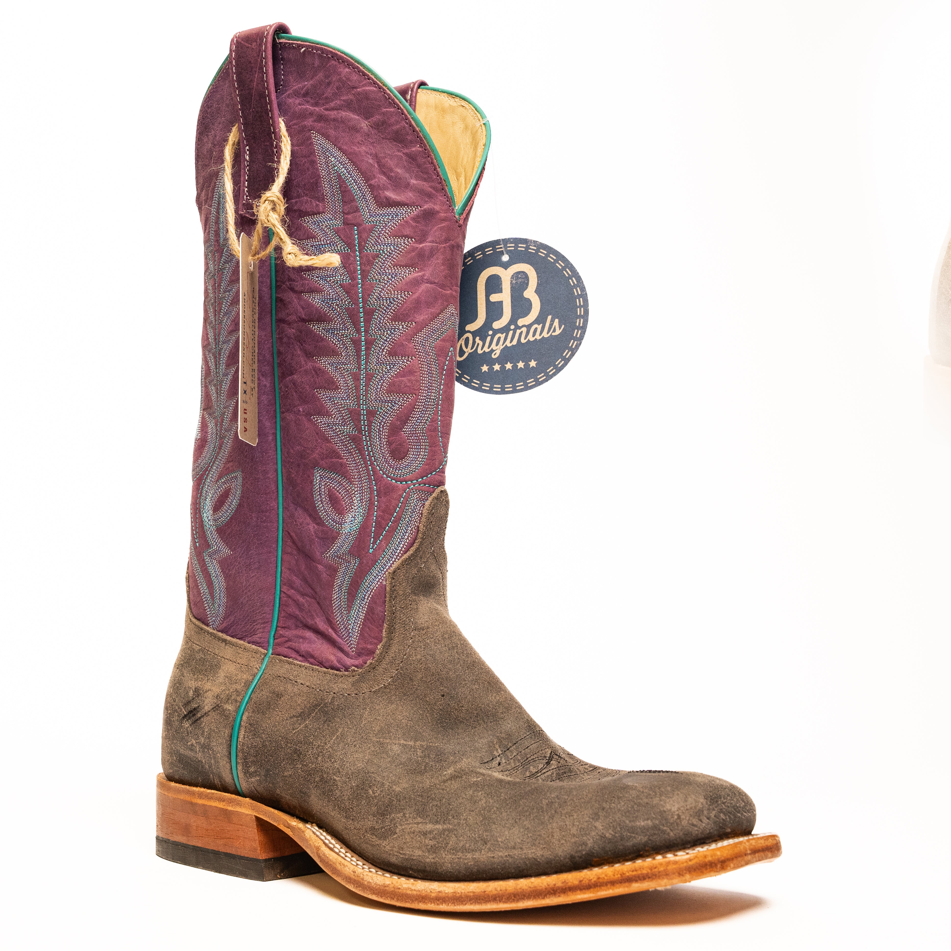 Anderson Bean After Dark Waxy Kudu with 13" Velvet Buffamon Top - Crazy House Western Wear