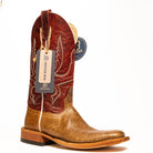 Anderson Bean Rum Glazed Smooth Ostrich with 13" Red Explosion Top - Crazy House Western Wear