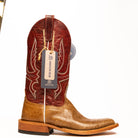 Anderson Bean Rum Glazed Smooth Ostrich with 13" Red Explosion Top - Crazy House Western Wear