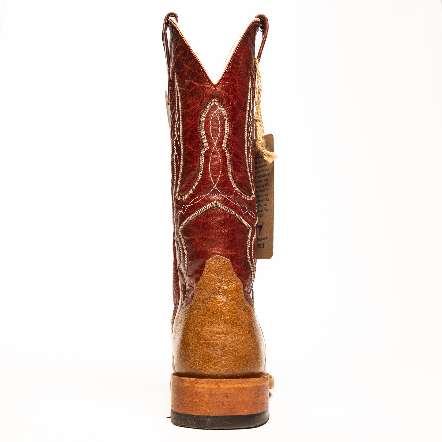 Anderson Bean Rum Glazed Smooth Ostrich with 13" Red Explosion Top - Crazy House Western Wear