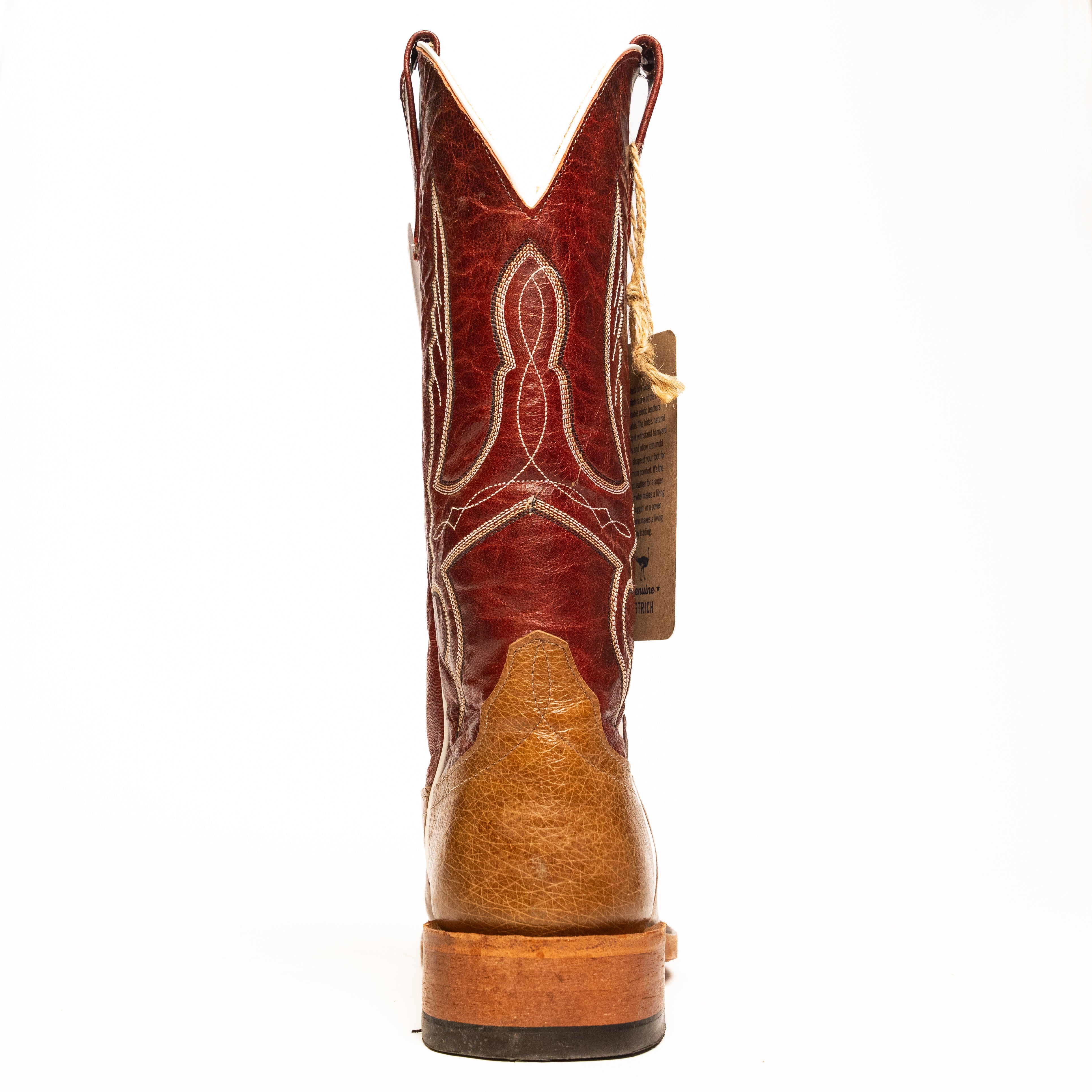 Anderson Bean Rum Glazed Smooth Ostrich with 13" Red Explosion Top - Crazy House Western Wear