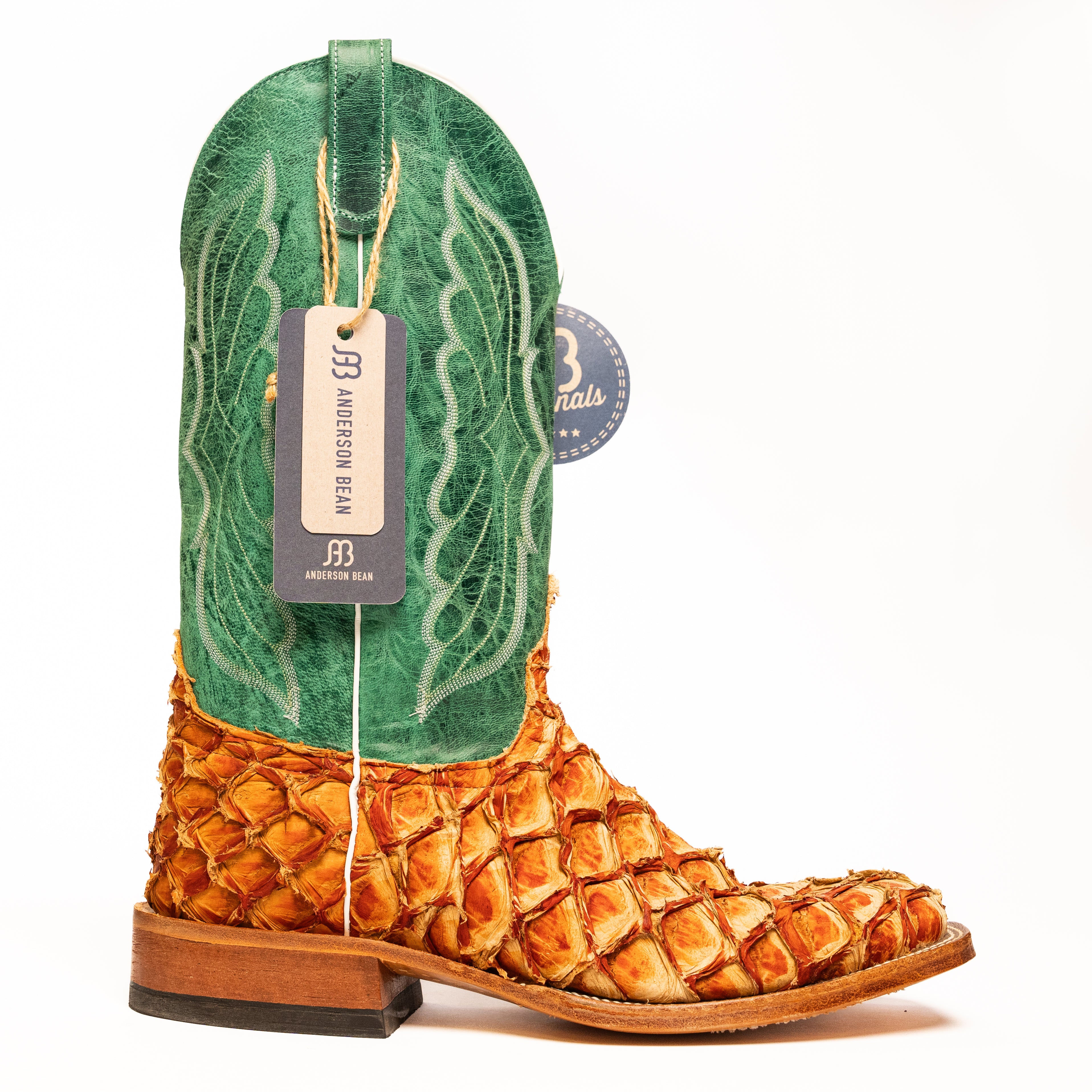 Anderson Bean Cognac Matte Big Bass with 13" Jade Mad Dog Top - Crazy House Western Wear