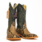 Anderson Bean Natural Matte Giant Python with 13" Dark Green Top - Crazy House Western Wear