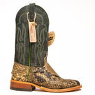 Anderson Bean Natural Matte Giant Python with 13" Dark Green Top - Crazy House Western Wear