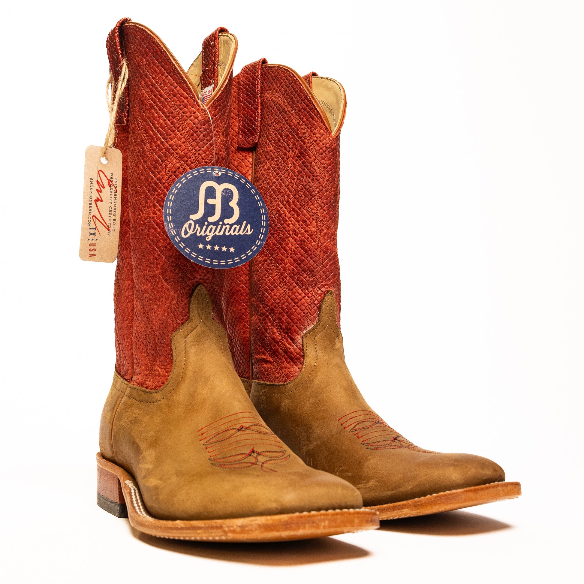 Anderson Bean Oakwood Crazy Horse with Red Chex Top - Crazy House Western Wear
