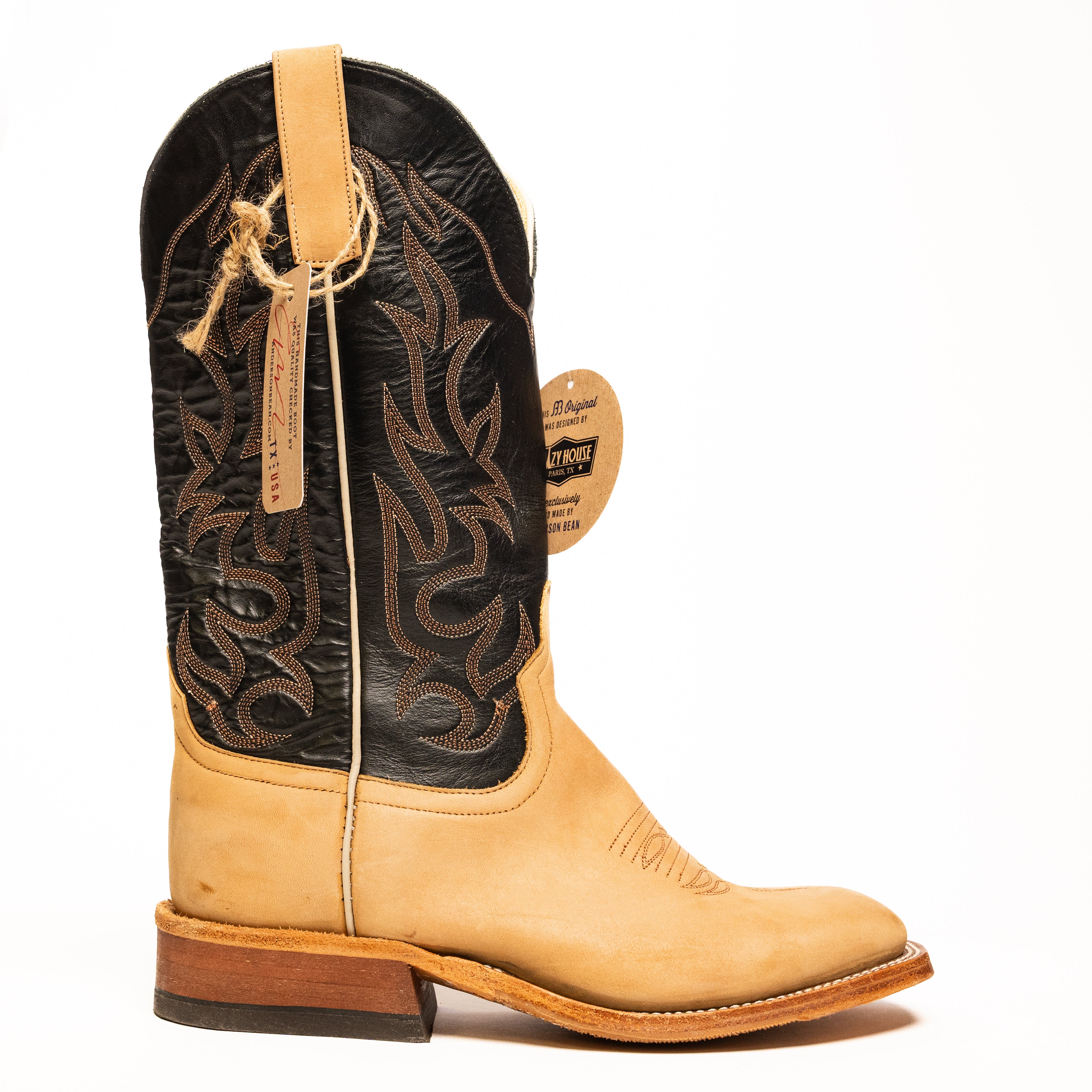 Anderson Bean Tan Crazy Horse with 13" Black Glove Top - Crazy House Western Wear