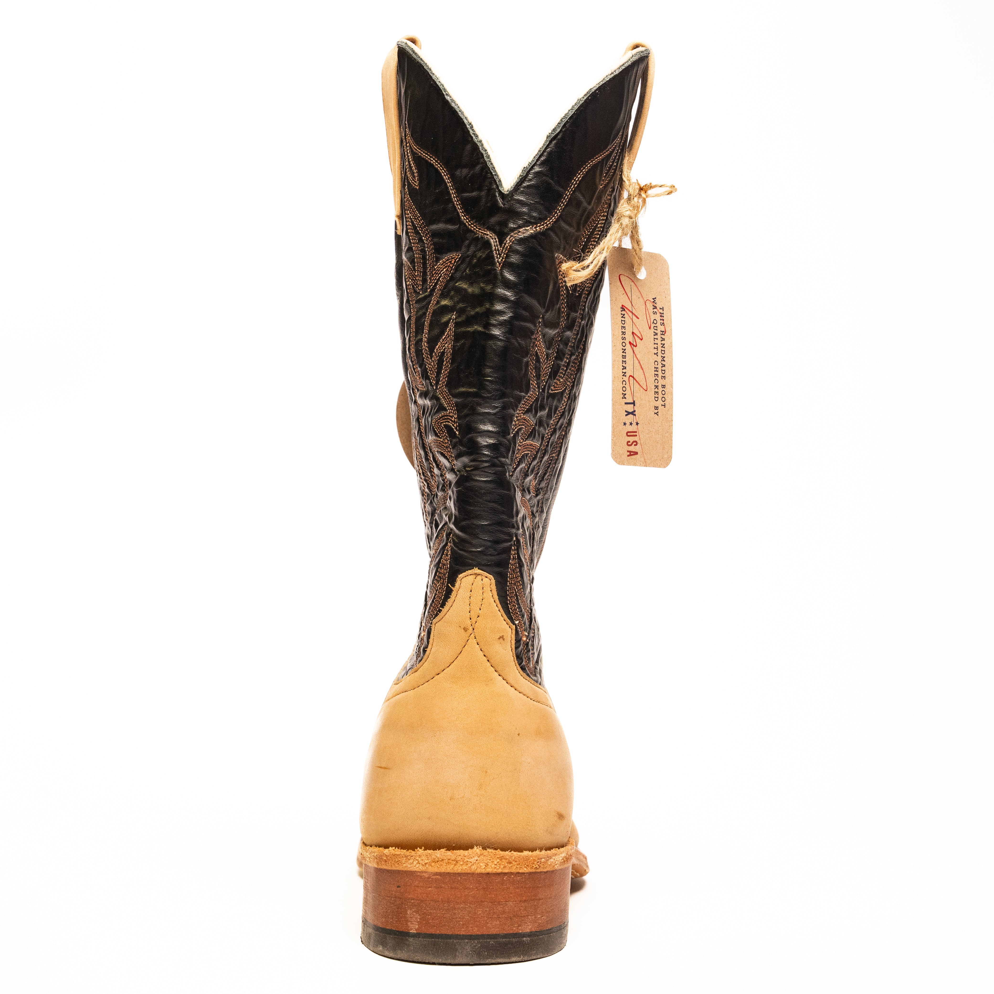 Anderson Bean Tan Crazy Horse with 13" Black Glove Top - Crazy House Western Wear