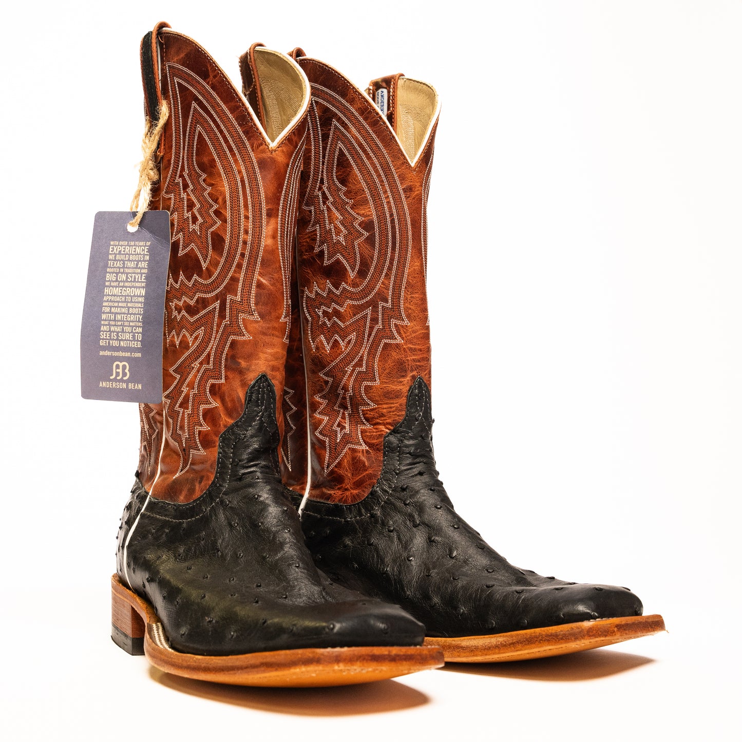 Anderson Bean Black Full Quill Ostrich with Rust Lava Top S1098 - Crazy House Western Wear