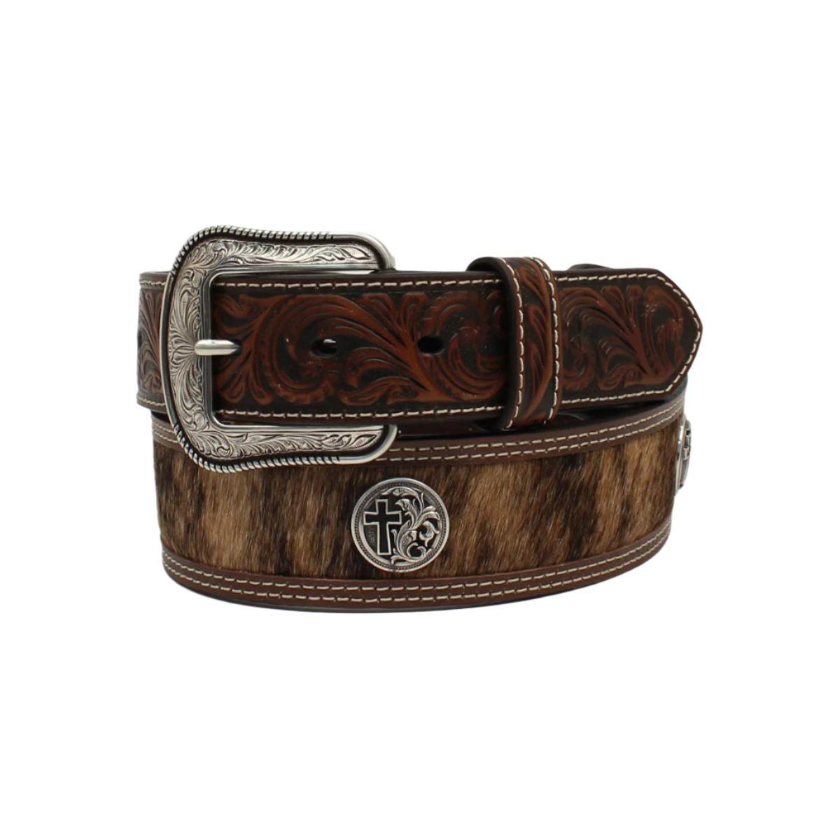 Men's 3D Western Calf Hair Cross Concho Belt D100011302 - Crazy House Western Wear