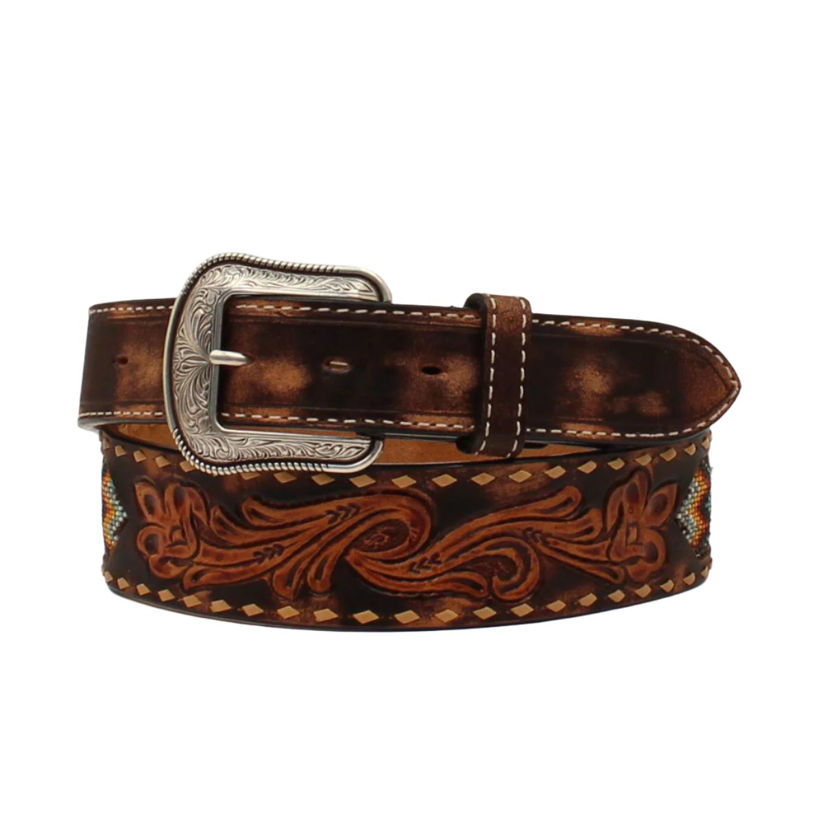 3D Western Floral Tooled Belt - Crazy House Western Wear