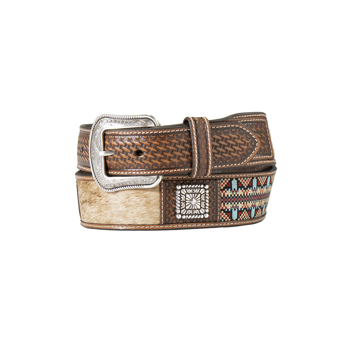 3D Western Calf Hair Concho Belt - Crazy House Western Wear