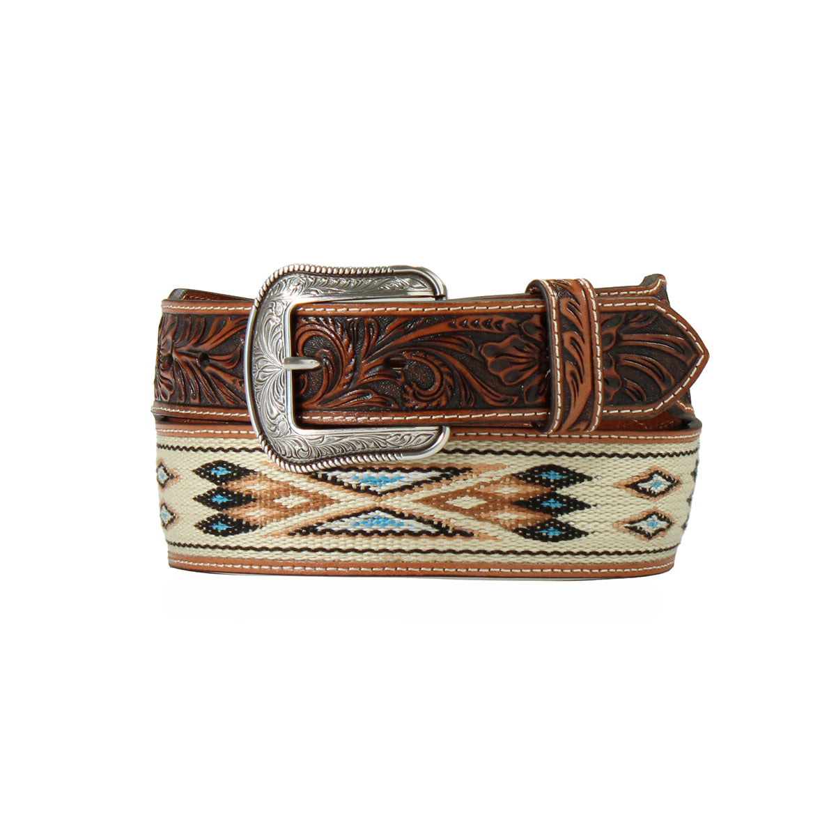 Men's 3D Tan Southwest Woven Inlay Belt D100017708