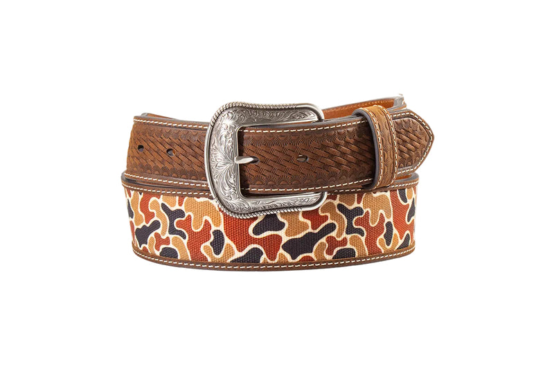 3D Men's Duck Camo Fabric Inlay Western Belt D100021597