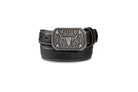3D Boy's Black Leather Belt with Longhorn Rectangle Buckle D120001201