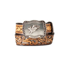 Boy's 3D Brown Genuine Leather Body Hand Tooled Belt D120003602