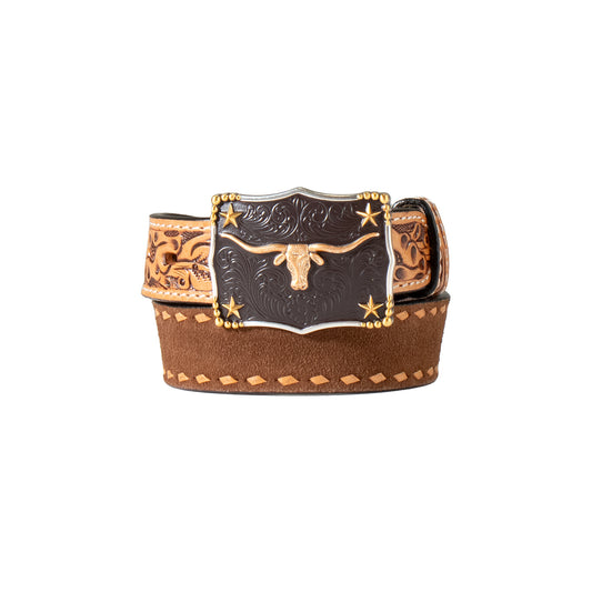 Boy's 3D Brown Genuine Leather Belt 