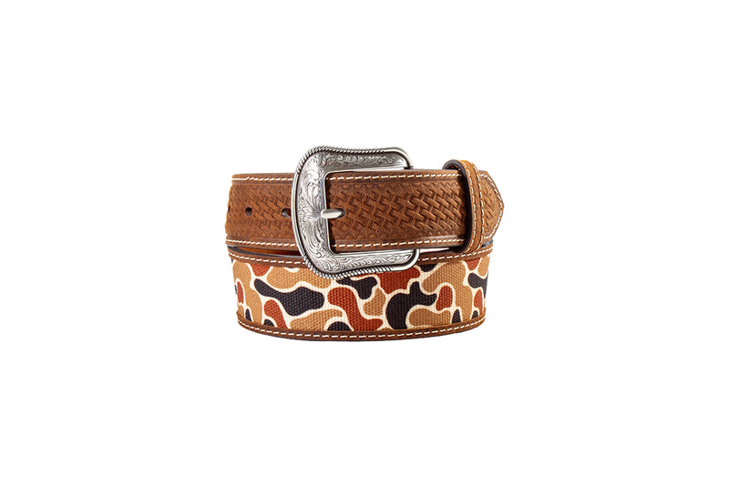 3D Boy's Duck Camo and Leather Western Belt D120005697