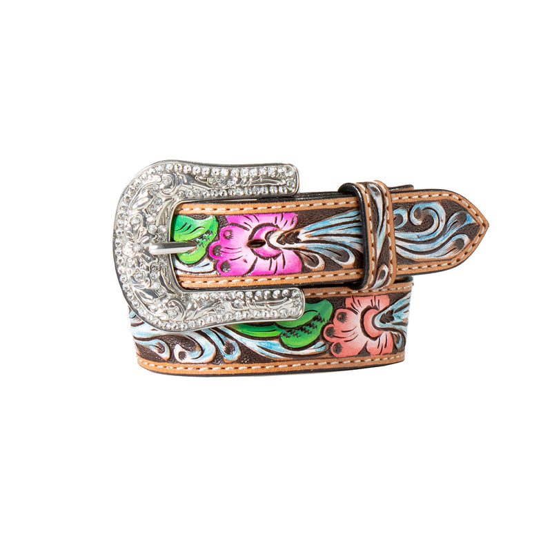 Girl's Angel Ranch Multi Colored Hand Tooled and Hand Painted Belt D130003497