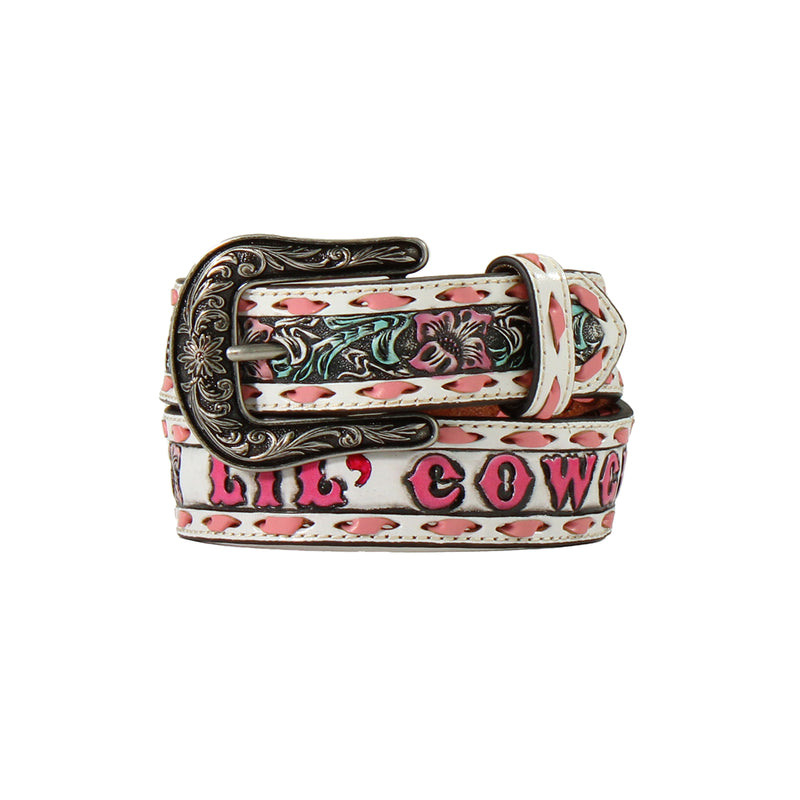 Girl's Angel Ranch Pink Lil Cowgirl Wording Leather Belt D130004130