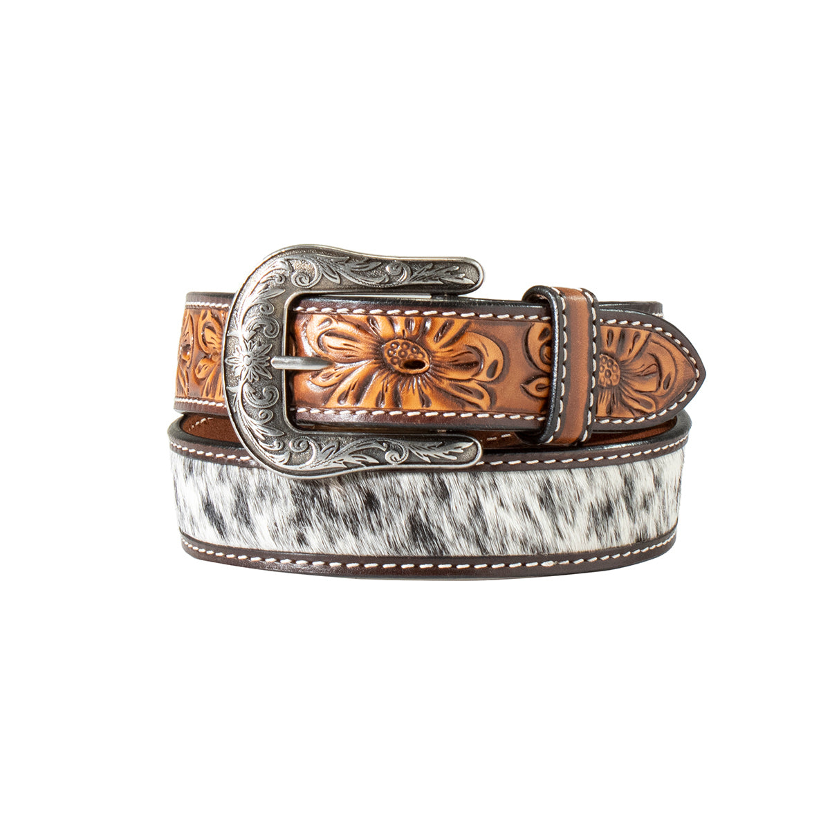 Angel Ranch Calf Hair Tooled Belt - Crazy House Western Wear