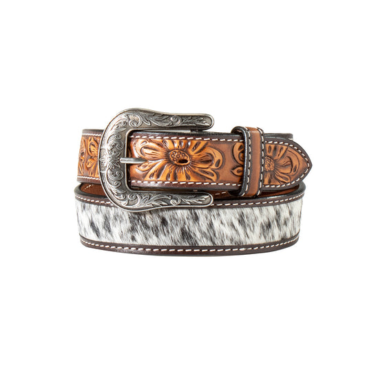 Angel Ranch Calf Hair Tooled Belt - Crazy House Western Wear