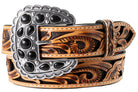 Women's Angel Ranch Leather Belt with Black Glitter Underlay D140010101