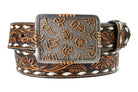 Angel Ranch Women's Floral Tooled Genuine Leather Belt with Buck Stitching