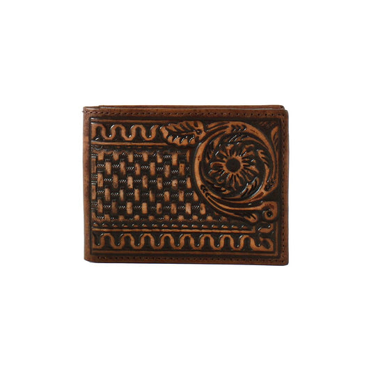 Men's 3d Bifold Brown Wallet Floral Stamped Design D250004502 - Crazy House Western Wear