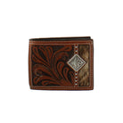 3D Men's Tooled Leather and Calf Hair Concho Bifold Wallet 