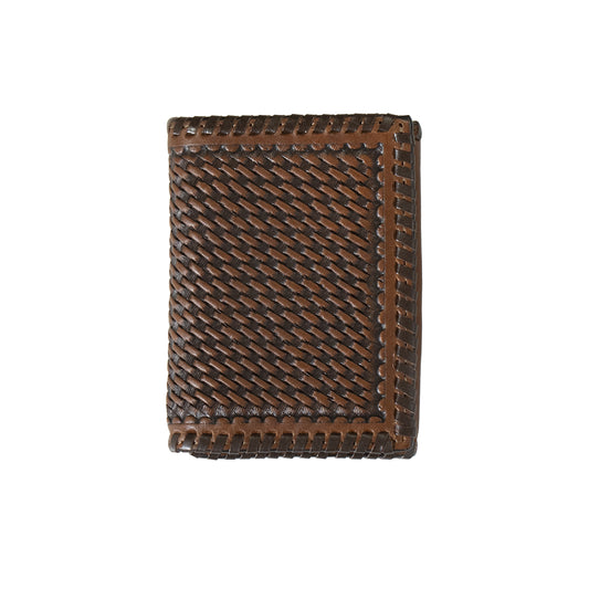 Men's 3D Trifold Brown Genuine Leather Wallet D250007702 - Crazy House Western Wear