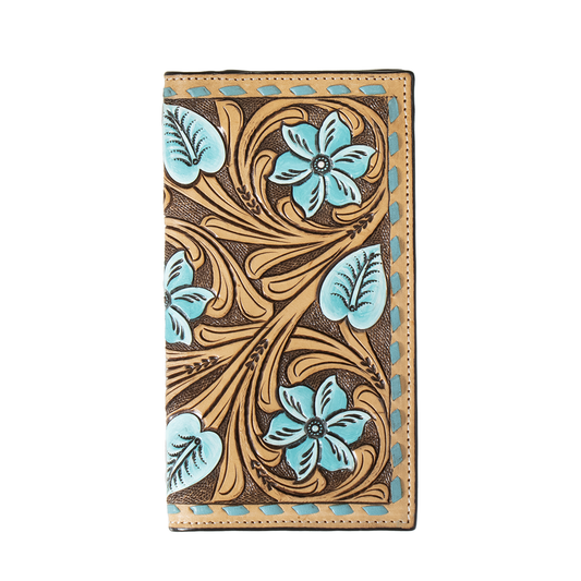 Men's Brown Genuine Leather with Turquoise Accent Wallet D250007802 - Crazy House Western Wear