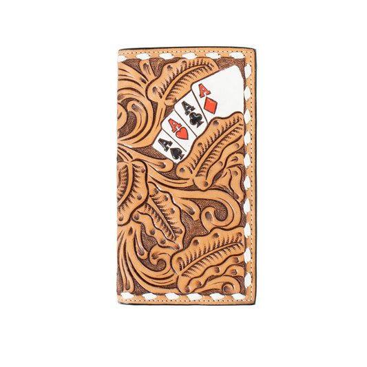Men's 3D Rodeo Style Natural Color 100% Leather Wallet D250010448 - Crazy House Western Wear