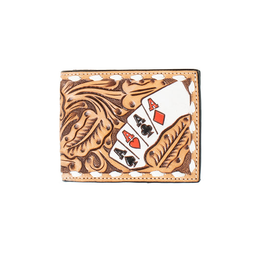 Men's 3D Bifold Natural Color 100% Leather Wallet D250010548 - Crazy House Western Wear