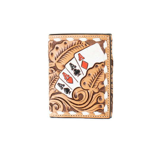 Men's 3D Trifold Style Natural Color 100% Leather D250010648 - Crazy House Western Wear