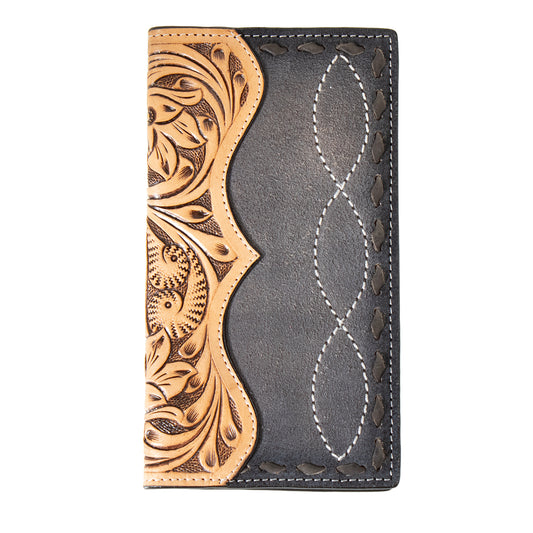 Men's 3D Rodeo Style Black and Brown Genuine Leather Wallet D2500123107 - Crazy House Western Wear