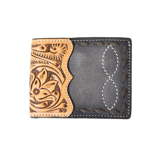 Men's 3D Bifold Flip Style Black and Brown Genuine Leather Wallet D2500124107 - Crazy House Western Wear